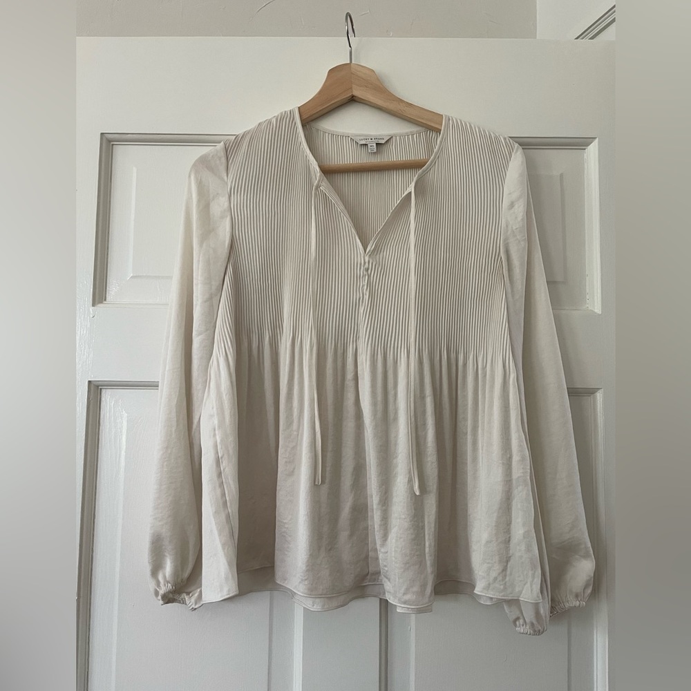 Lucky Brand Pleated Long Sleeve Blouse